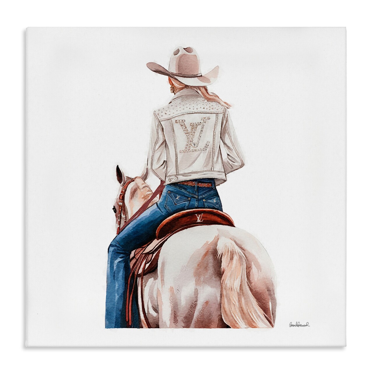 Stupell Industries Glam Girl on White Horse Canvas Wall Art Design by Amanda Greenwood